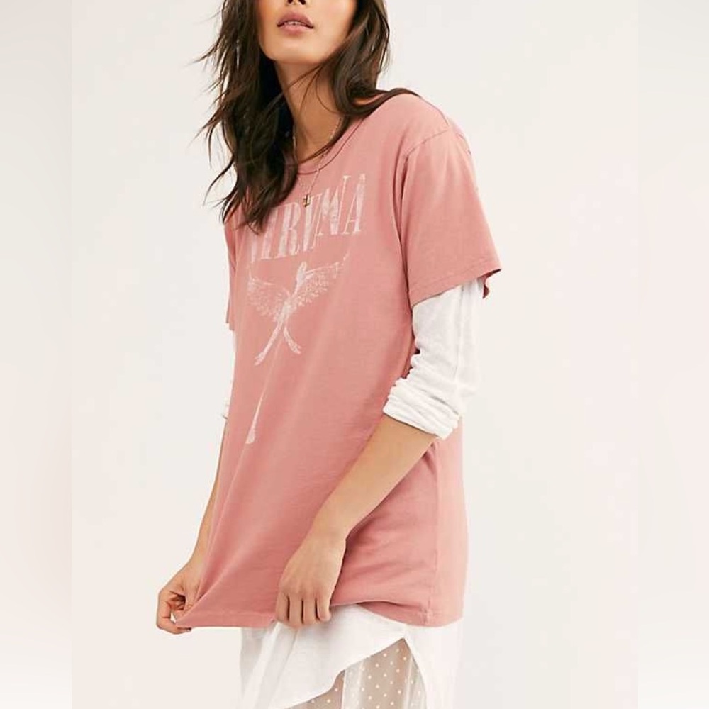 Free People Nirvana Tee in Rose, XS